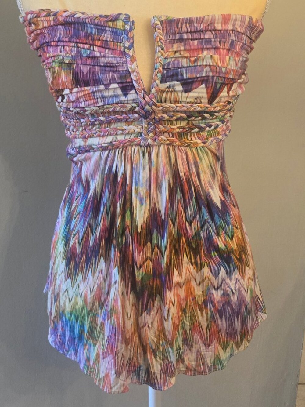 Sky Brand Small Strapless Top - Multi-Color Zig-Zag Print